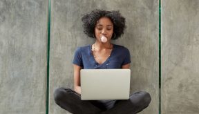 Student learning on her laptop