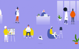 Illustration graphic of diverse workplace employees