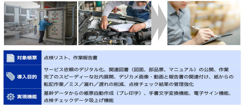 主に点検作業と作業報告書の用途における物流搬送機器メーカーのお客様によるへのペーパレス化 / 電子化ソリューション「デジペーパー」の活用事例