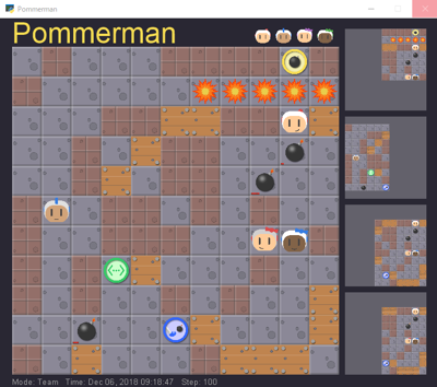 図1. 100手後のPommermanボード