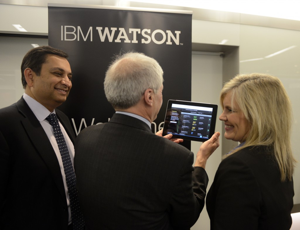 anoj Saxena, left, IBM General Manager, Watson Solutions, Mark Kris, MD, Chief of Thoracic Oncology, Memorial Sloan-Kettering Cancer Center, and Lori Beer, WellPoint’s Executive Vice President of Specialty Businesses and Information Technology